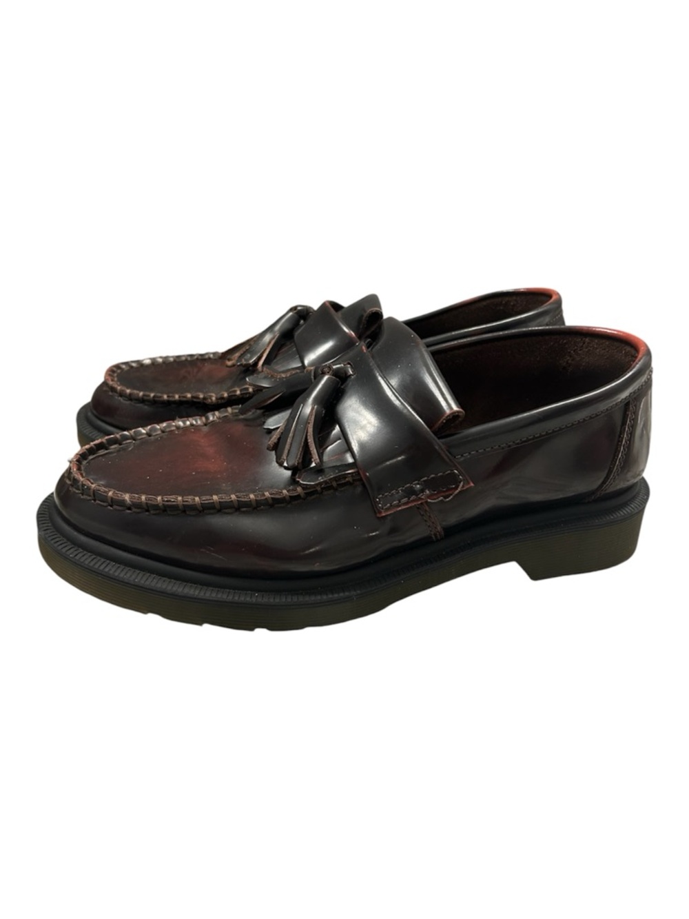 Dr. Martens Adrian Tassel Leather Cherry Red Loafers Size 39